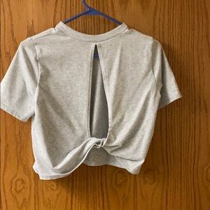 Forever 21 Crop Top with Open Back Small Gray